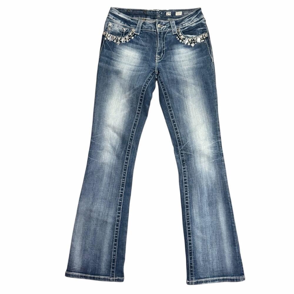 Miss Me REWORKED/ALTERED Y2K Bootcut Jeans Fits Size 27 McBling Grunge